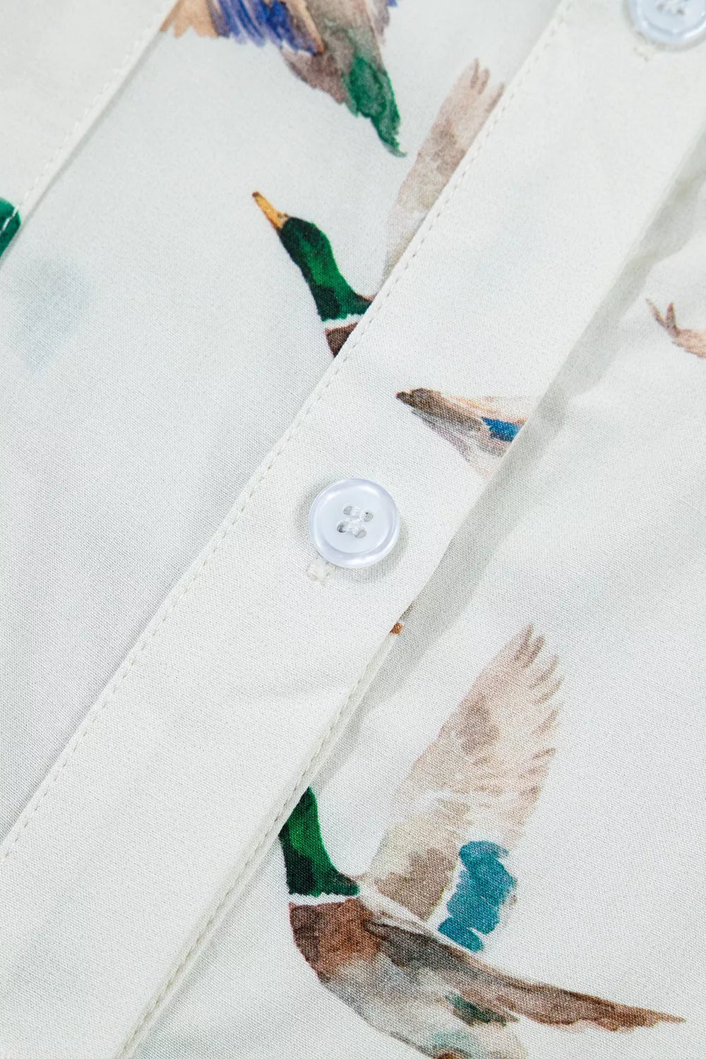 Mallard Printed Button Flap Pocket Short Sleeve Shirt