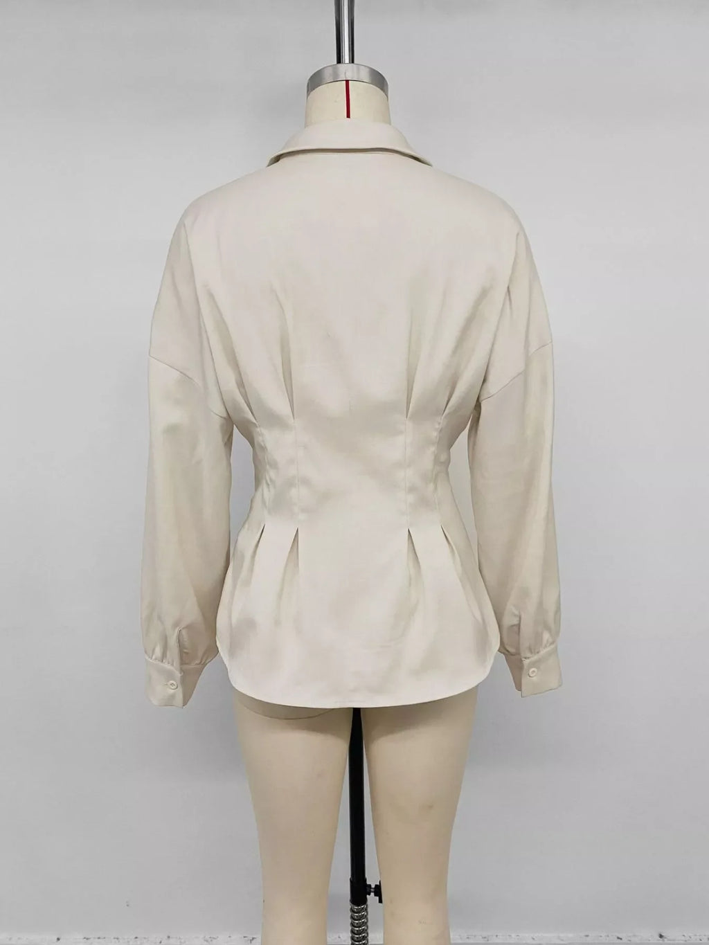 Ruched Button-Up Peplum Shirt