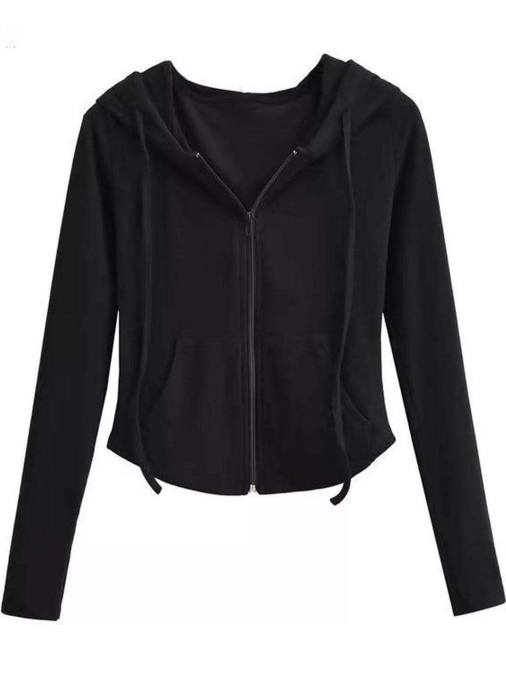 Drawstring Zip-Up Slim Fit Hoodie