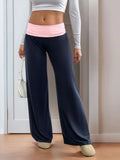 Perfee Contrast Wide Leg Pants