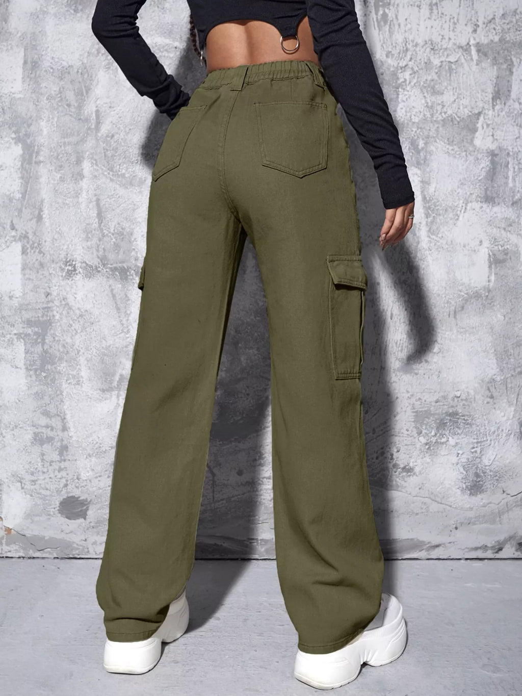 High-Waisted Cargo Jeans