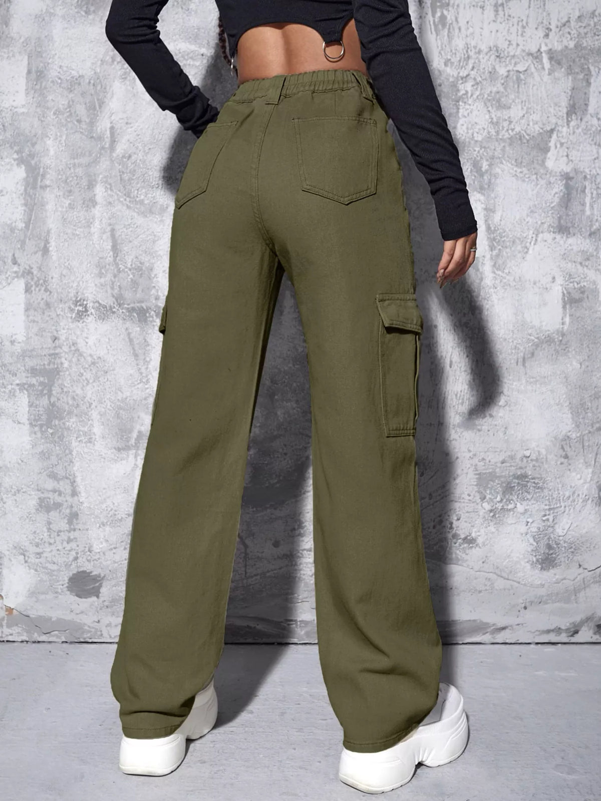 High-Waisted Cargo Jeans