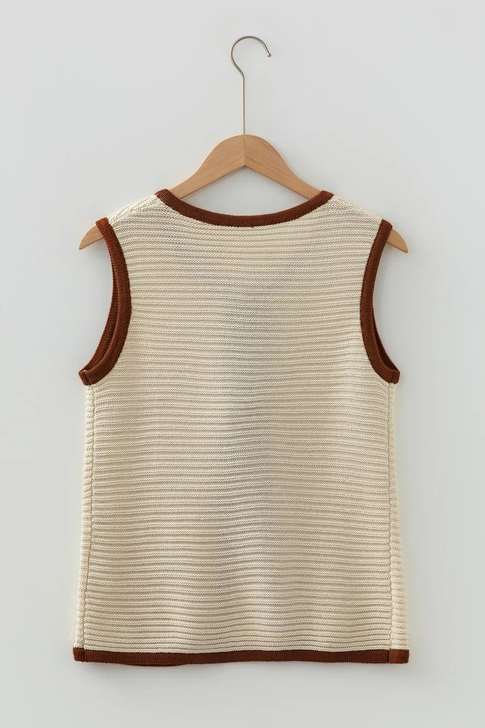 Contrast Trim Tie-Front Sweater Vest