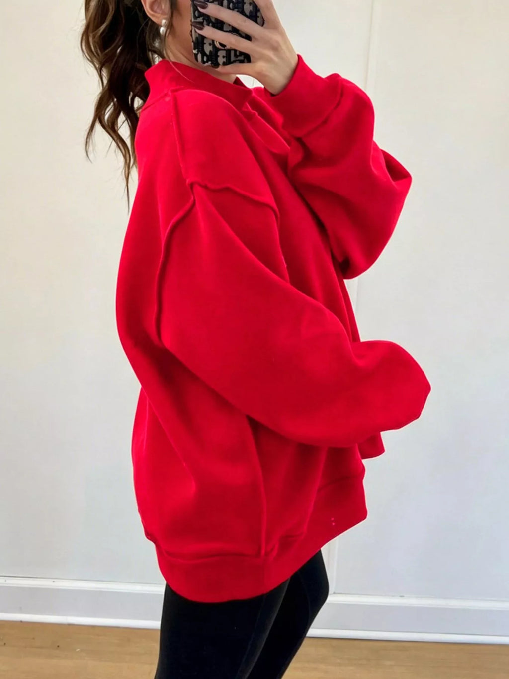 Mock Neck Dropped Shoulder Sweatshirt