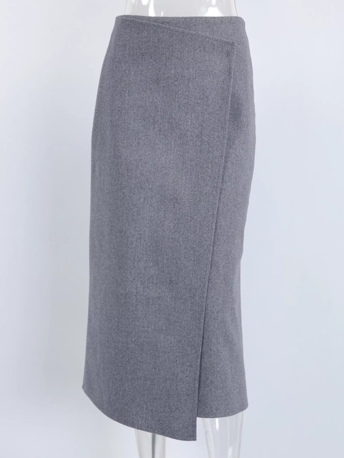 High-Waisted Wrap Midi Skirt
