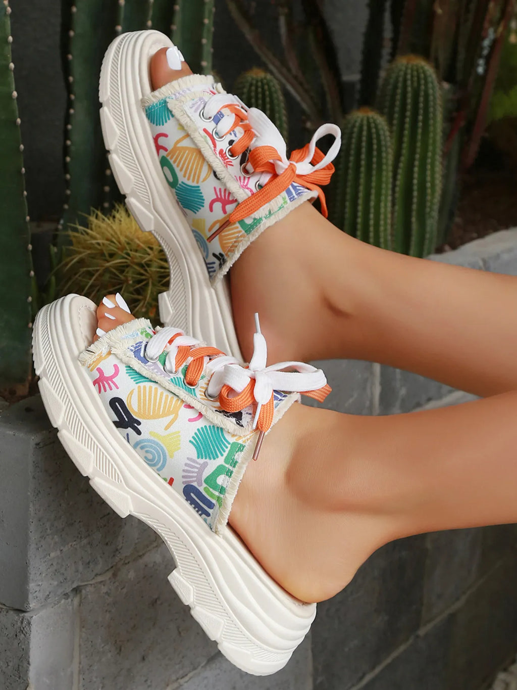Platform Lace-Up Sandals