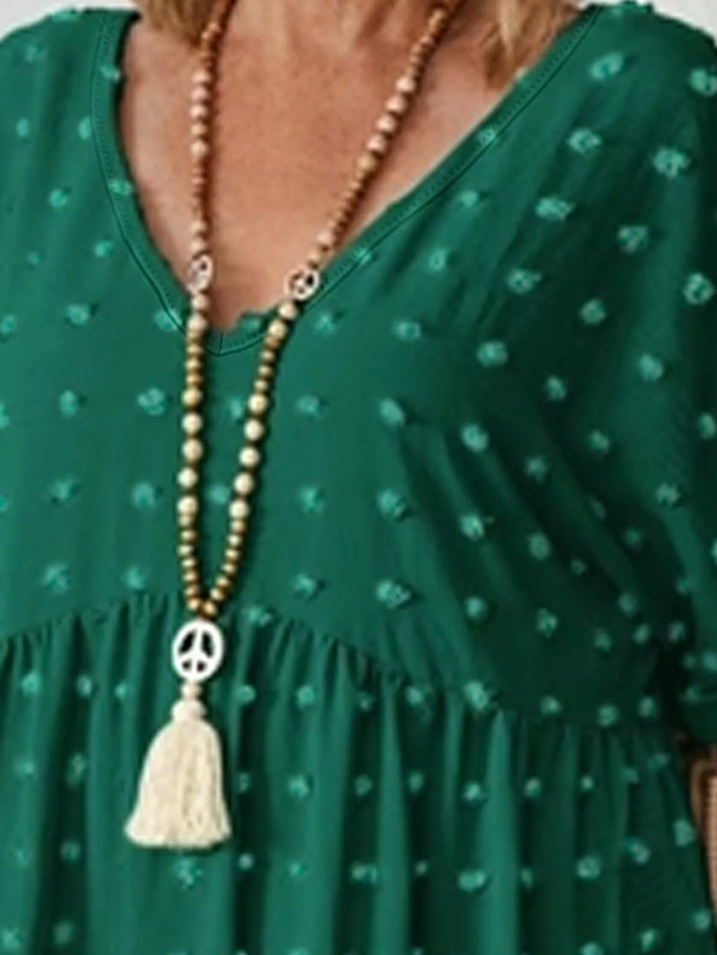 Plus Size Swiss Dot V-Neck Casual Blouse