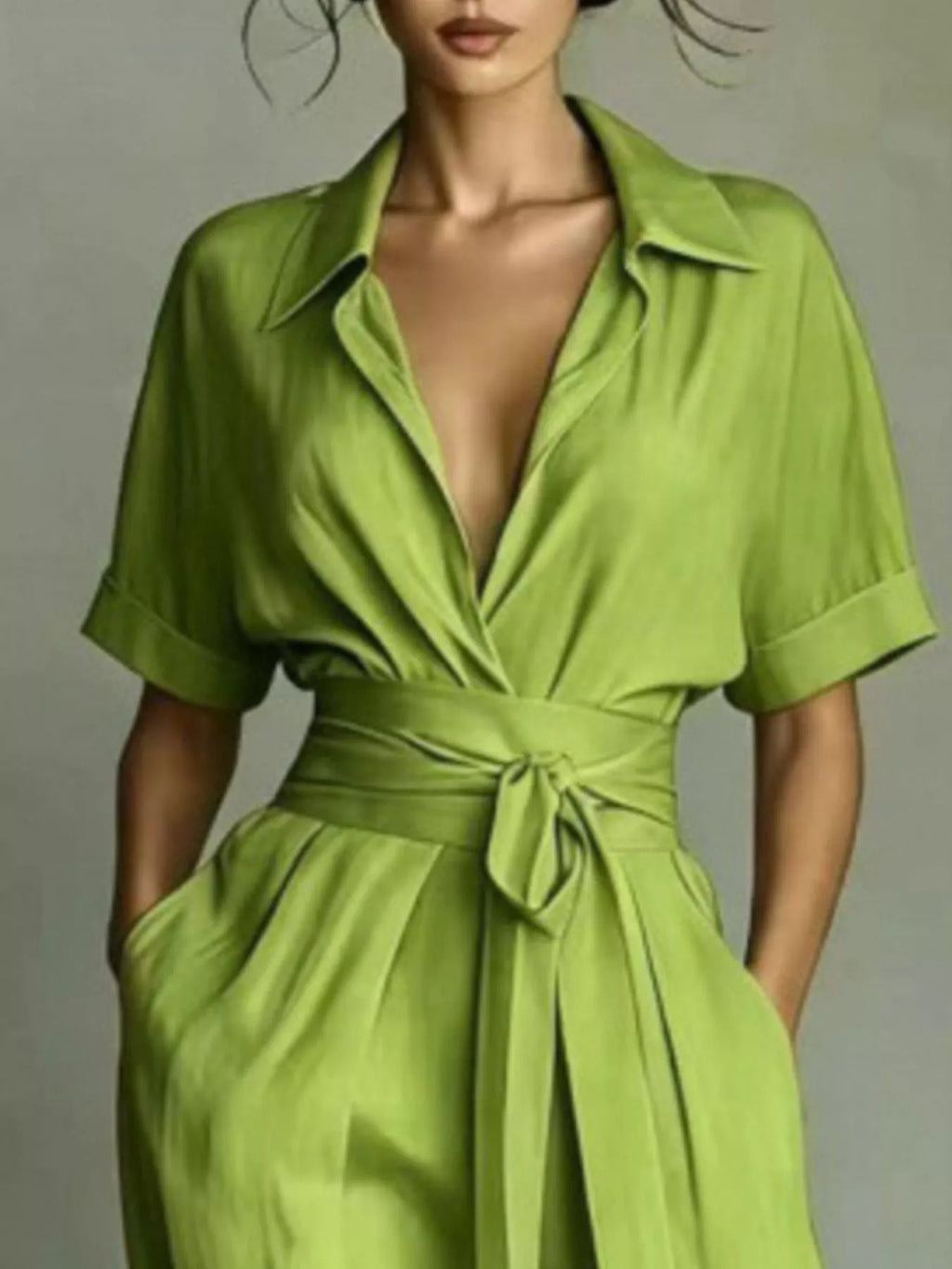 Collared Neck Maxi Shirt Dress