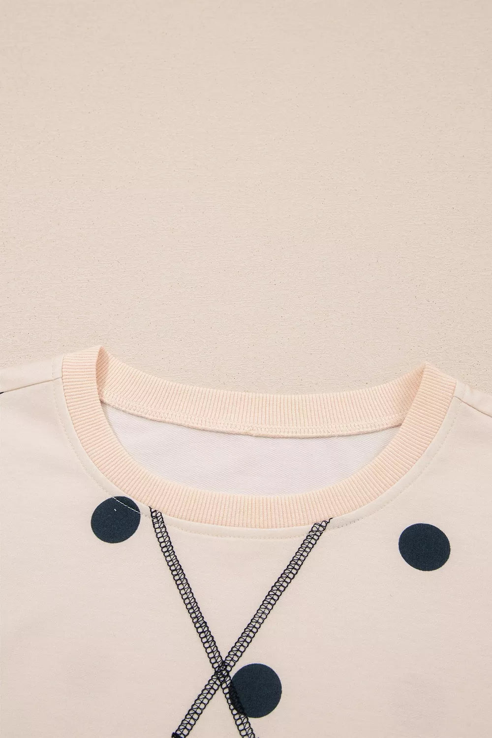 Loose-fit Long Sleeve Round Neck Polka Dot Tunic Sweatshirt