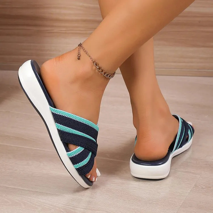 Woven Cross-Strap Comfort Sandals