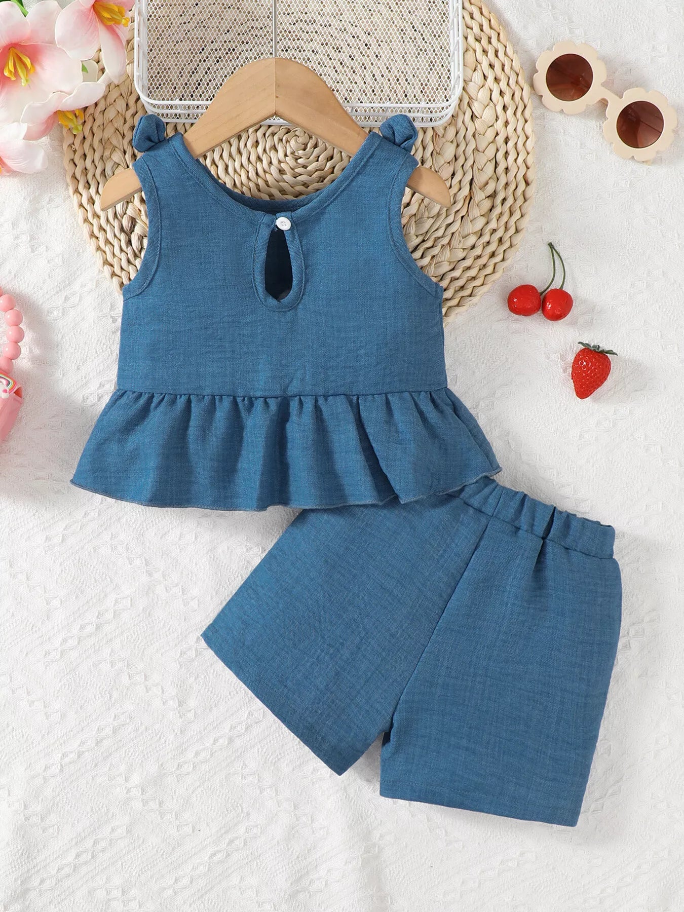 Children's Cherry Peplum Tank and Shorts Set