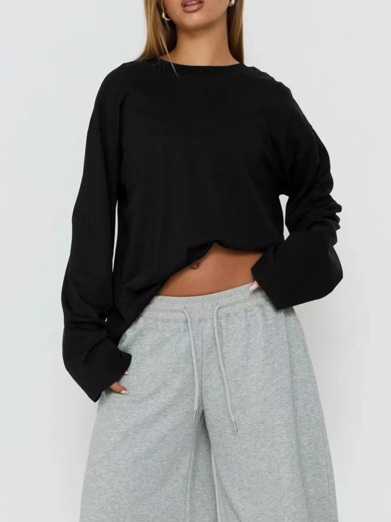 Oversized Long Sleeve Crew Neck T-Shirt