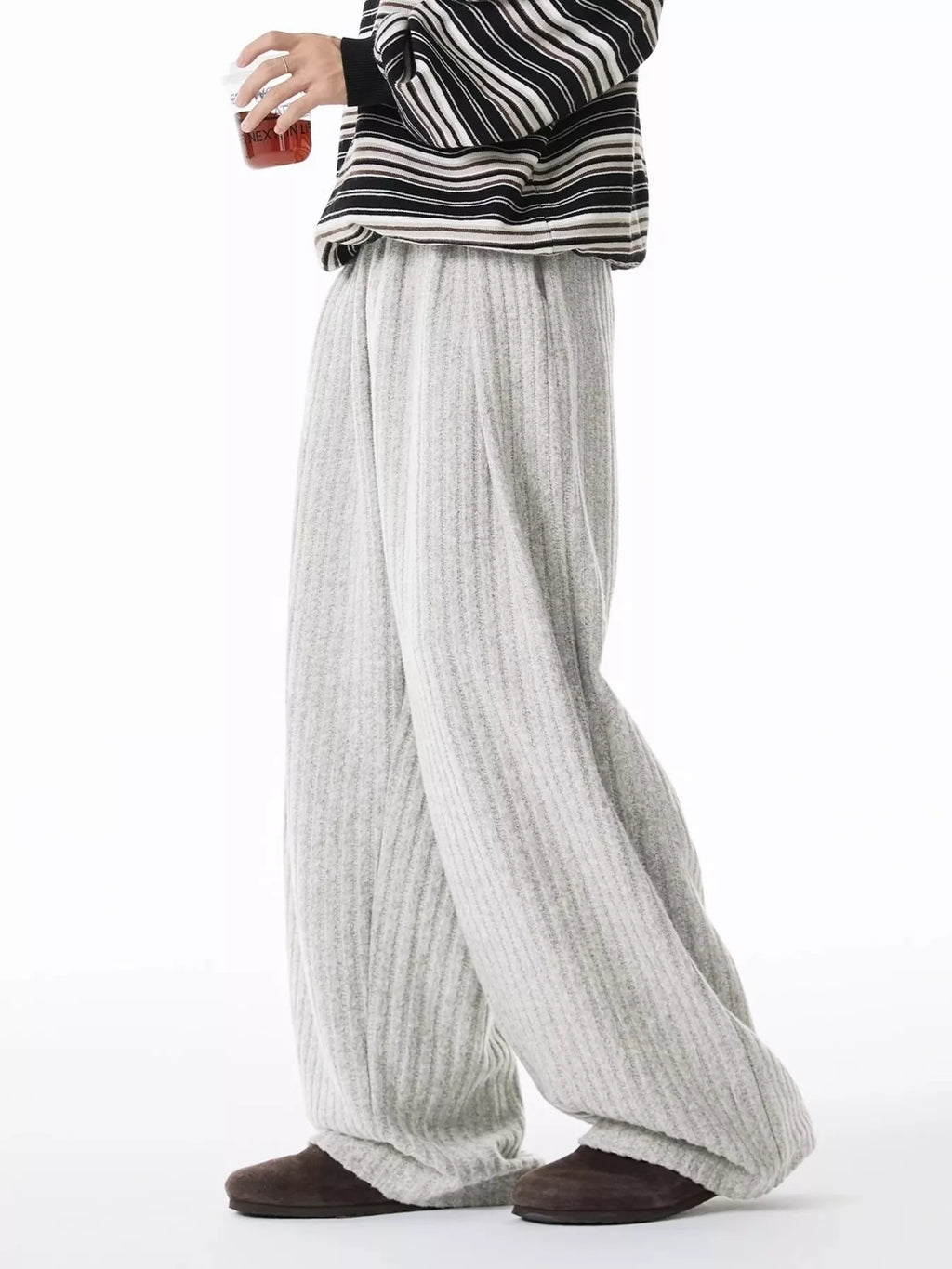 Men's Plus Size Relaxed Fit Ribbed Knit Pants