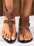 Solid Color Buckle Strap Sandals