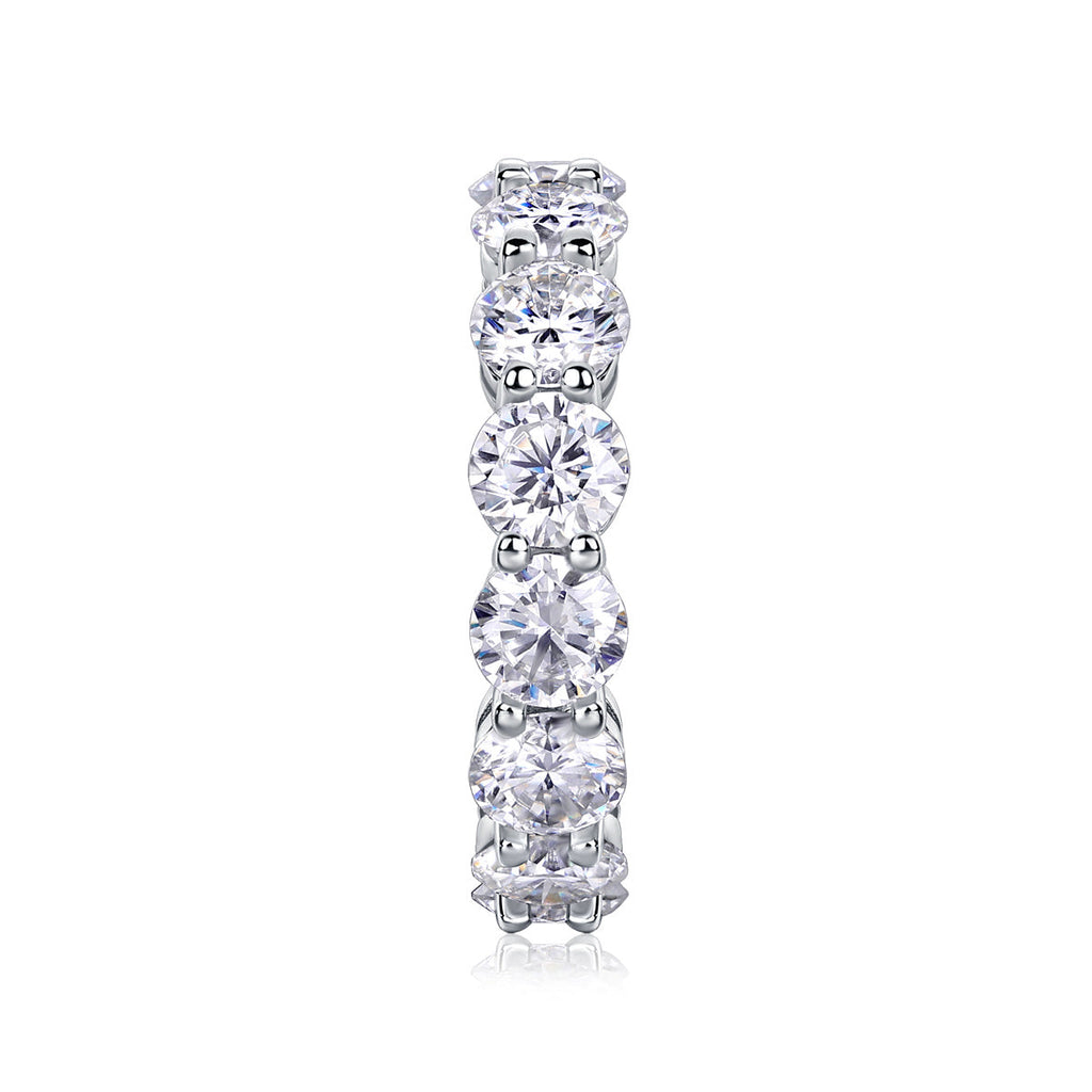 S925 Silver 3.5g Platinum Plated Moissanite Eternity Ring, 5.0mm 13pcs D VVS1 Band, GRA Certified US 5-9
