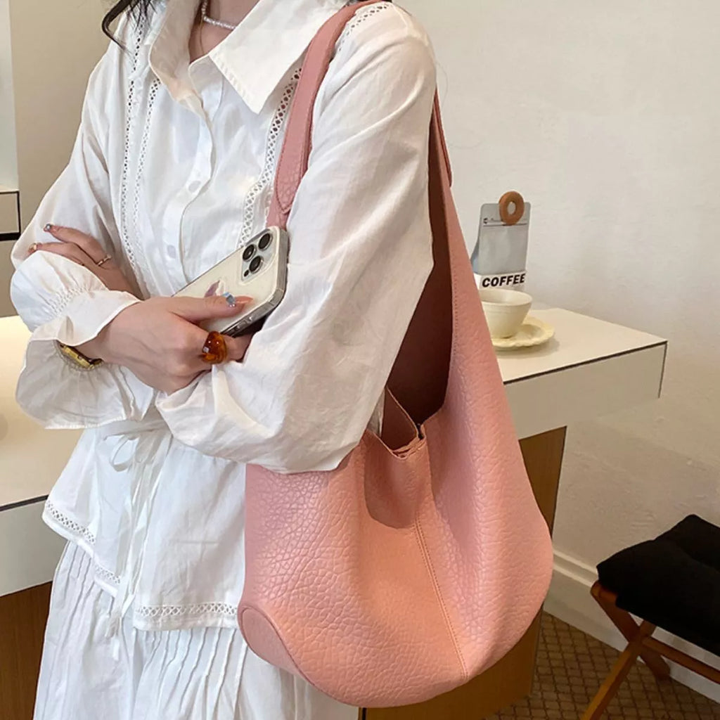 Textured Leather Shoulder Bag