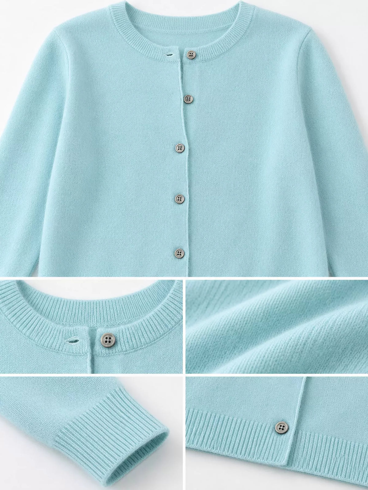 Crew-Neck Button-Down Cardigan