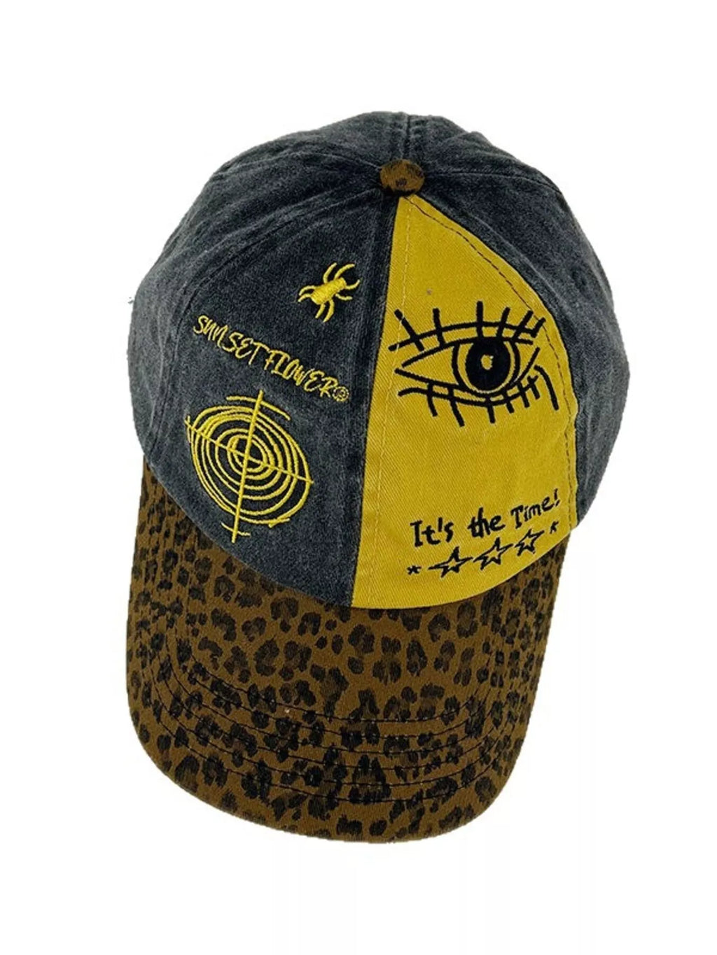 Printed Baseball Cap with Leopard Brim