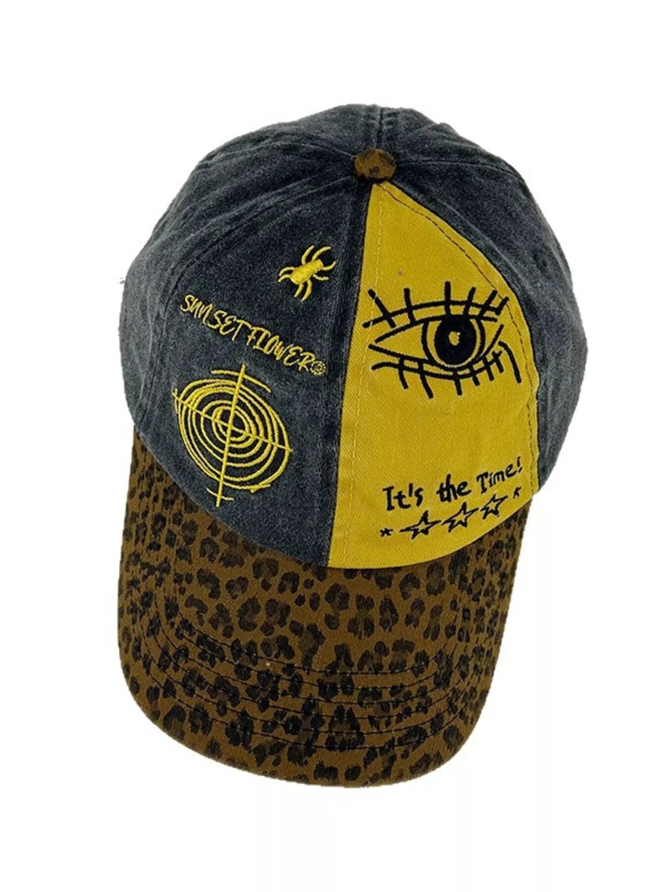 Printed Baseball Cap with Leopard Brim