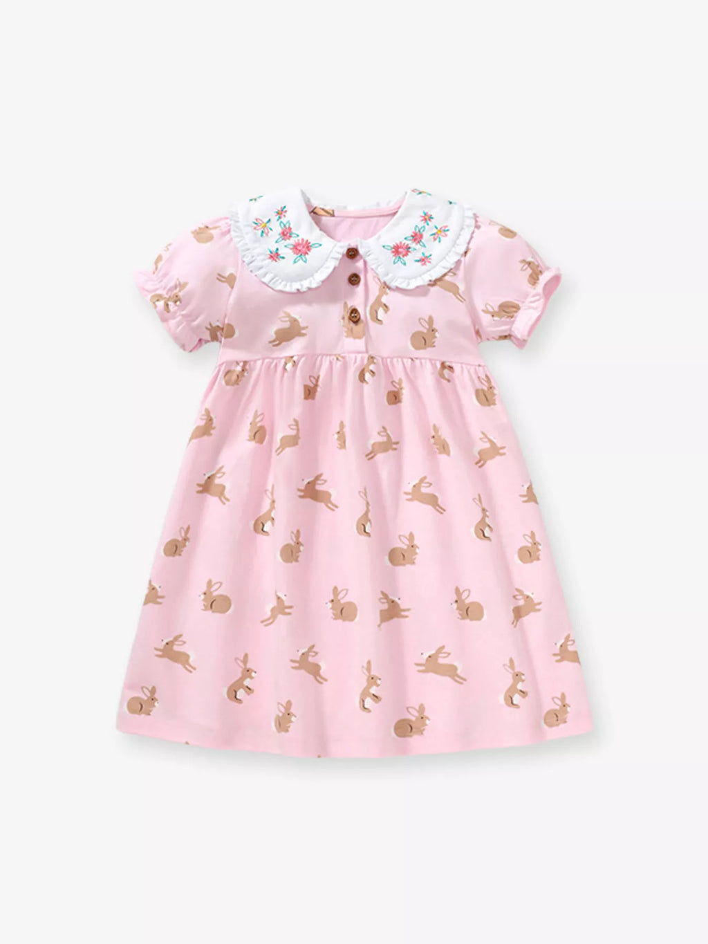 Children's Bunny Print Peter Pan Collar Dress