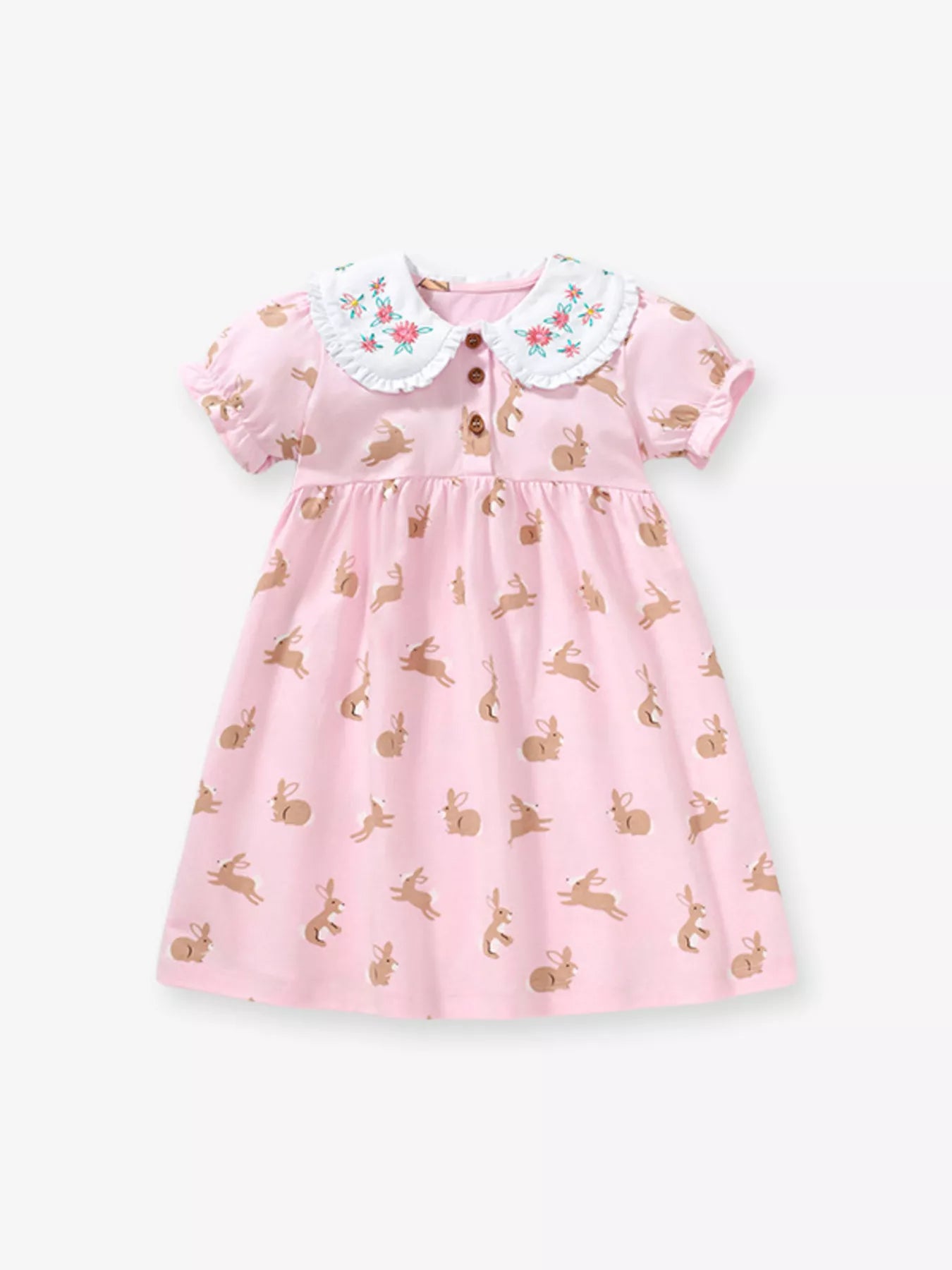 Children's Bunny Print Peter Pan Collar Dress