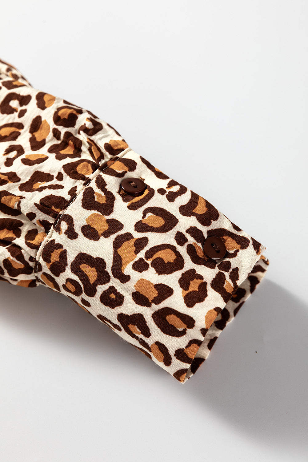 Leopard Contrast Frilled Trim Button-Up Shirt