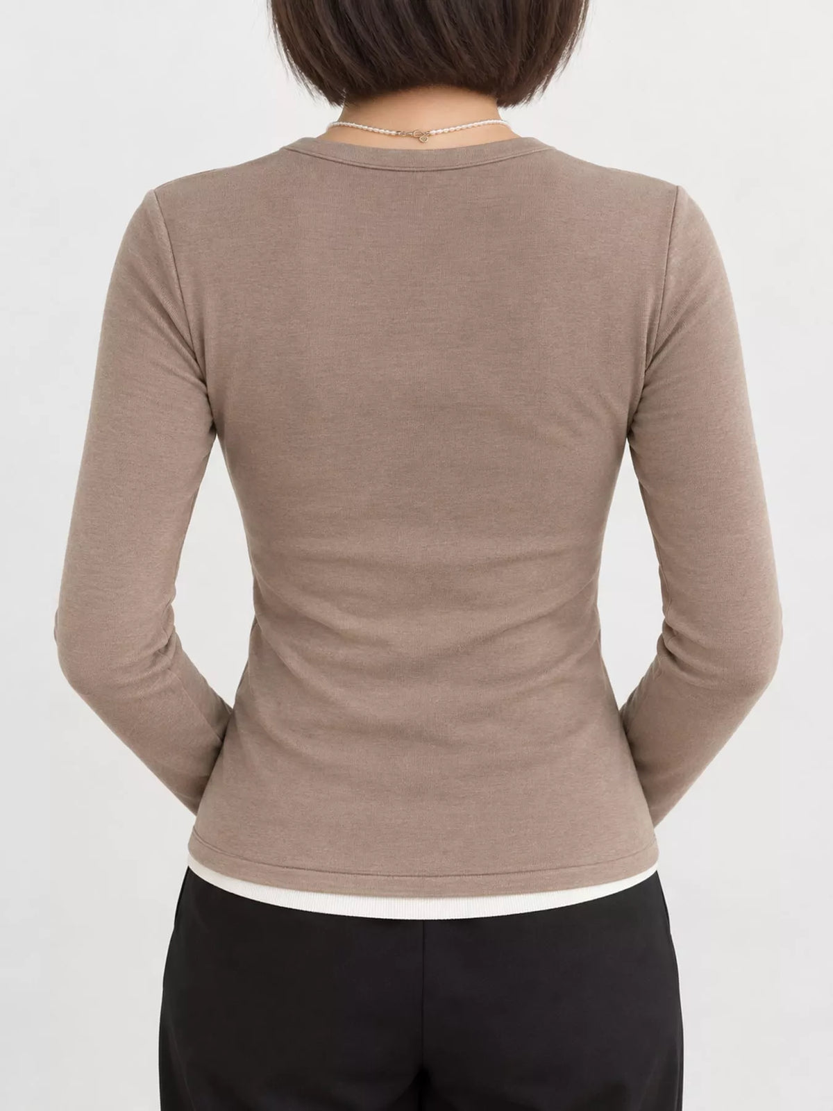 Slim-Fit Button-Down Long Sleeve Knit Top