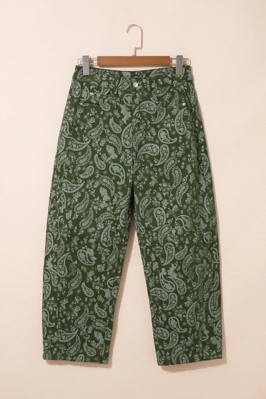 Paisley Denim High Waist Barrel Leg Pants
