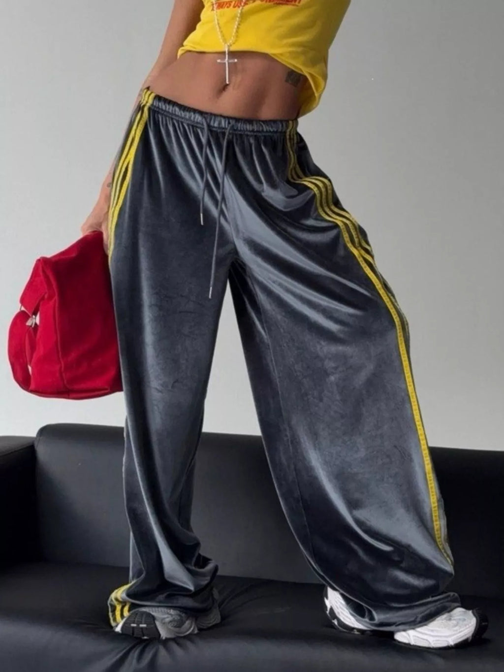 Velvet Wide-Leg Pants