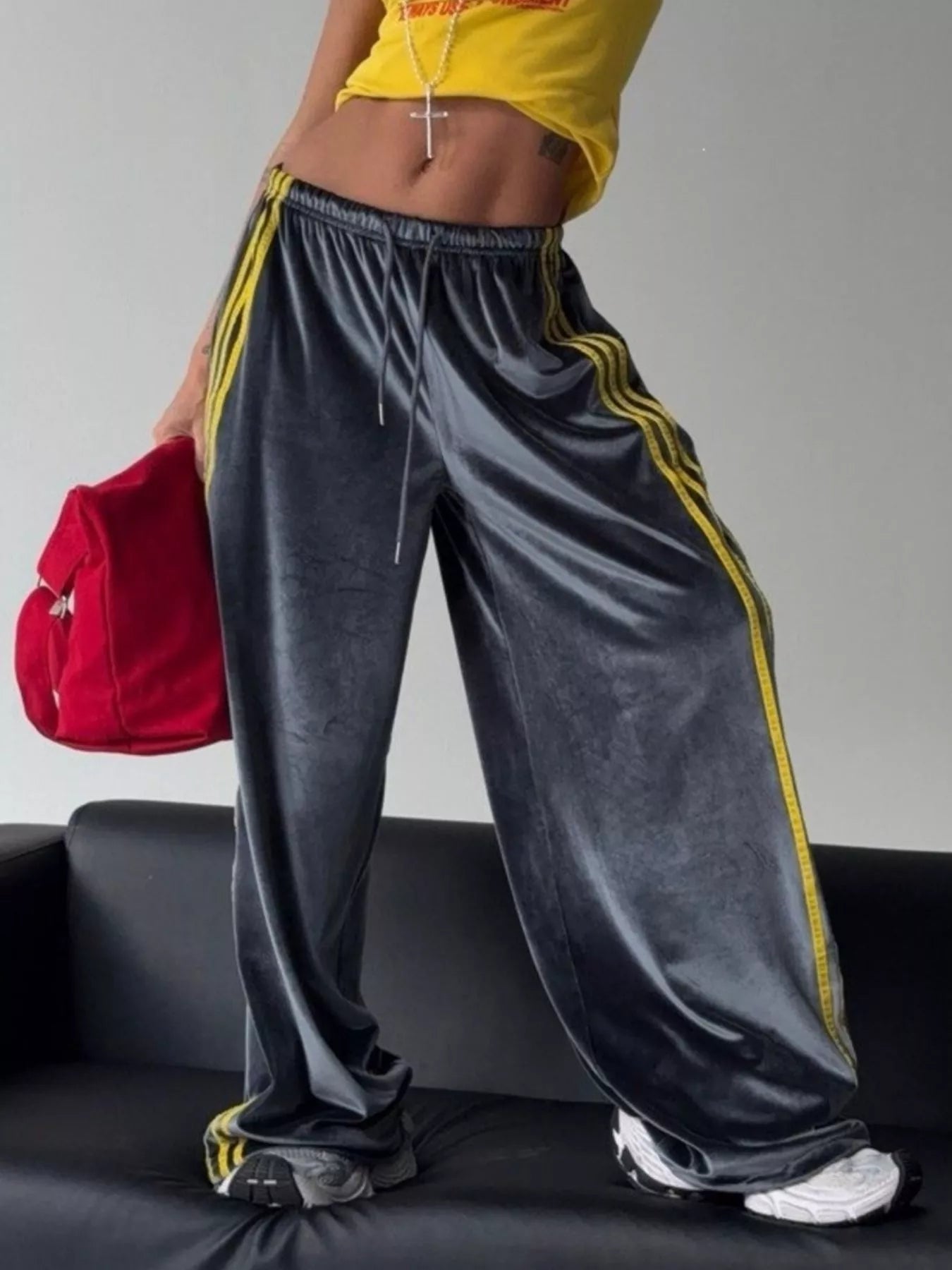 Velvet Wide-Leg Pants