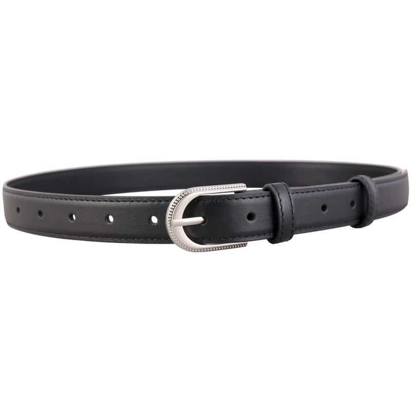 Leather Belt with Rhinestone Buckle