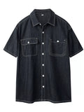 Men's Plus Size Casual Short Sleeve Denim Shirt