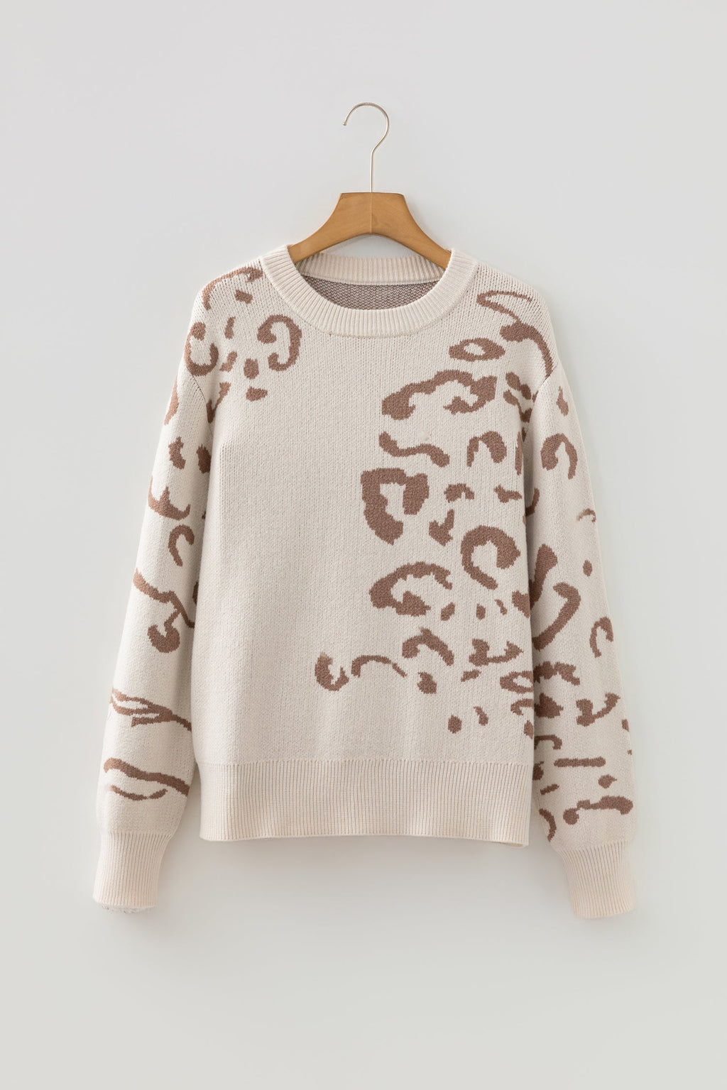 Leopard Asymmetric Drop Shoulder Sweater