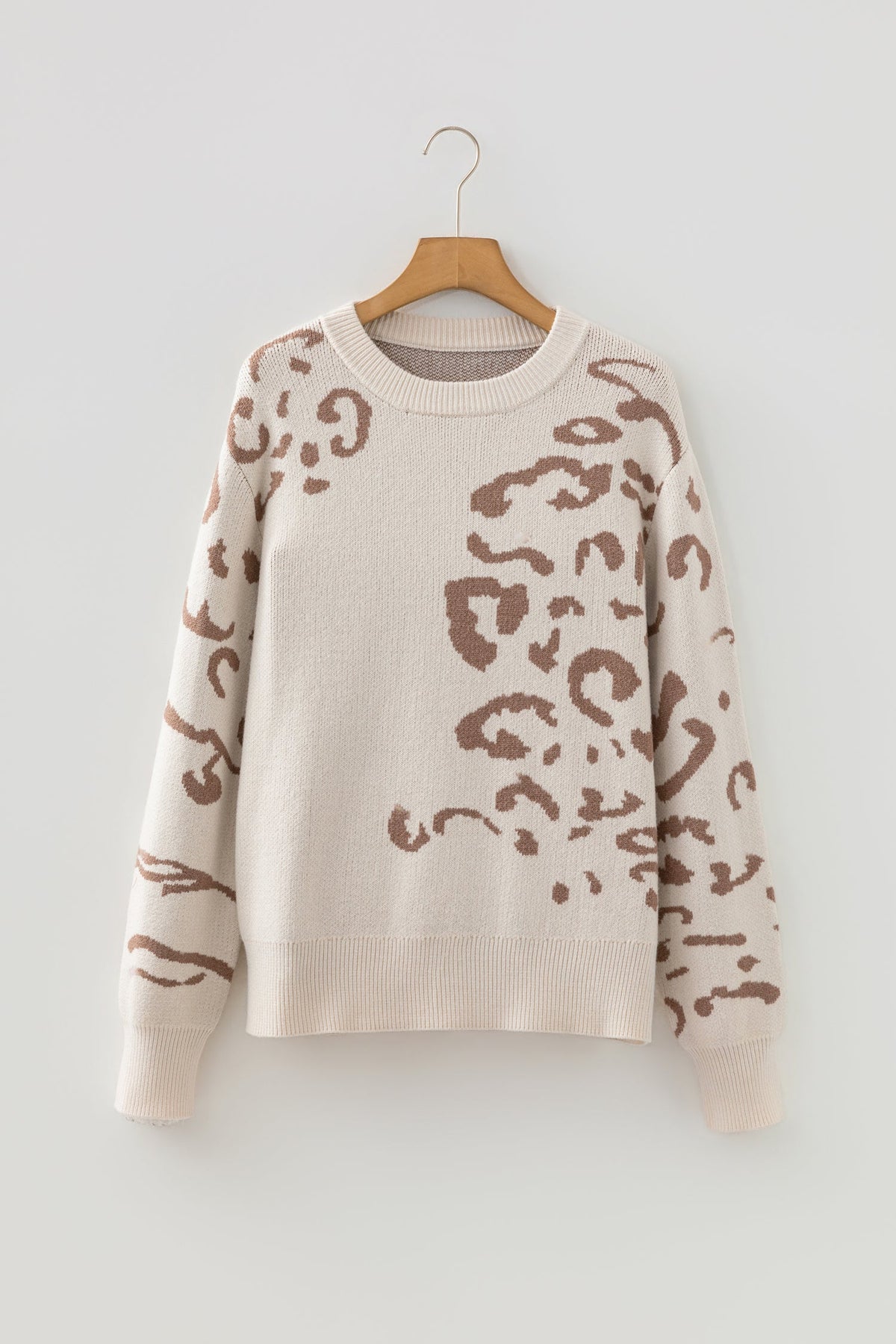 Leopard Asymmetric Drop Shoulder Sweater