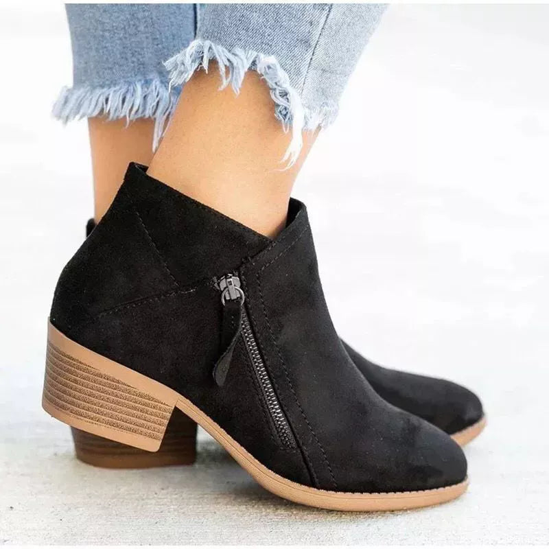 Point Toe Block Heels Boots