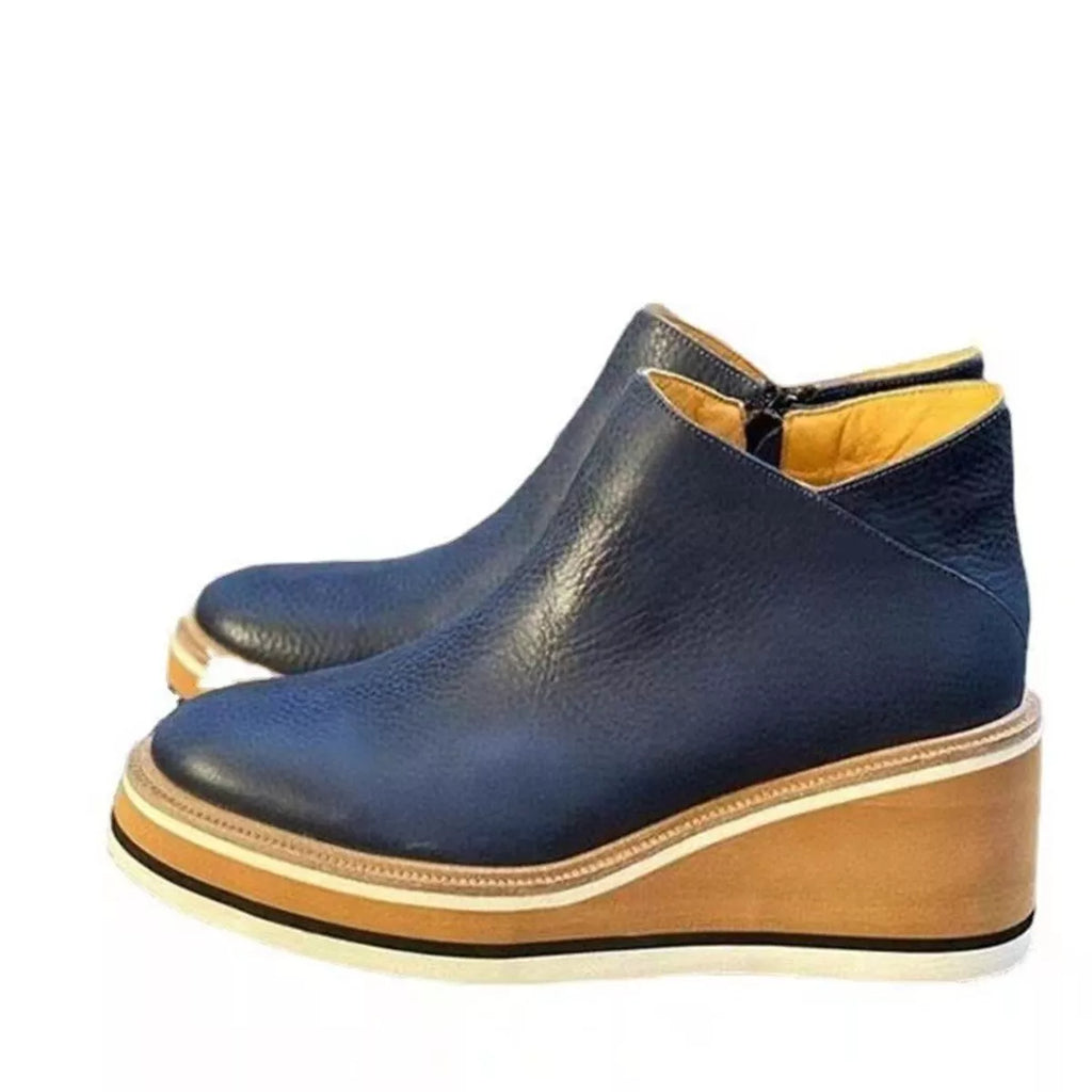 Ankle Wedge Boots with Zipper