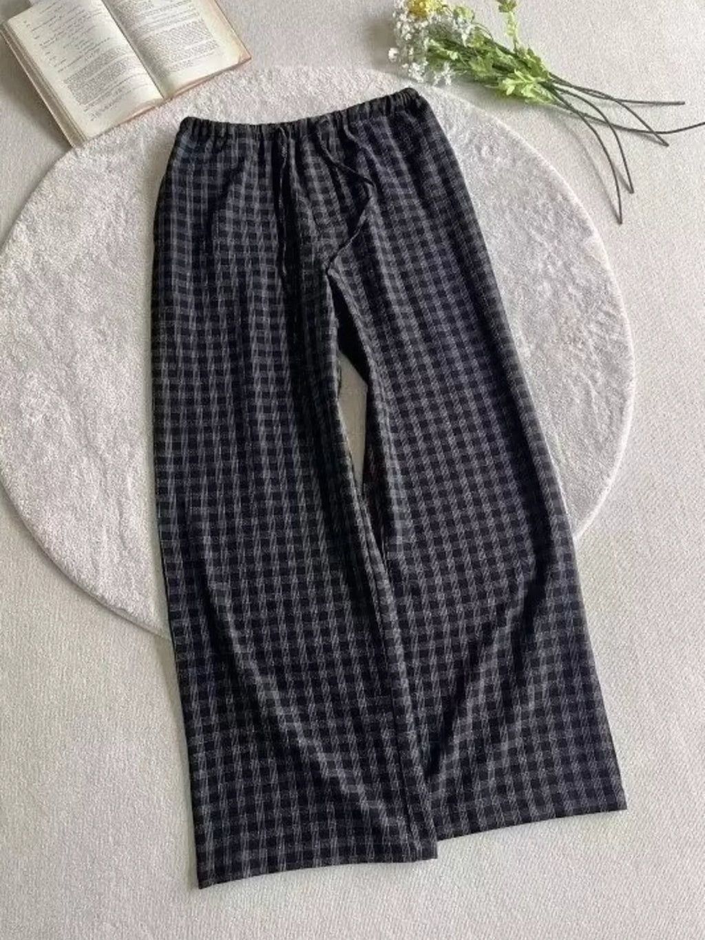 Men's Plus Size Plaid Wide-Leg Pants