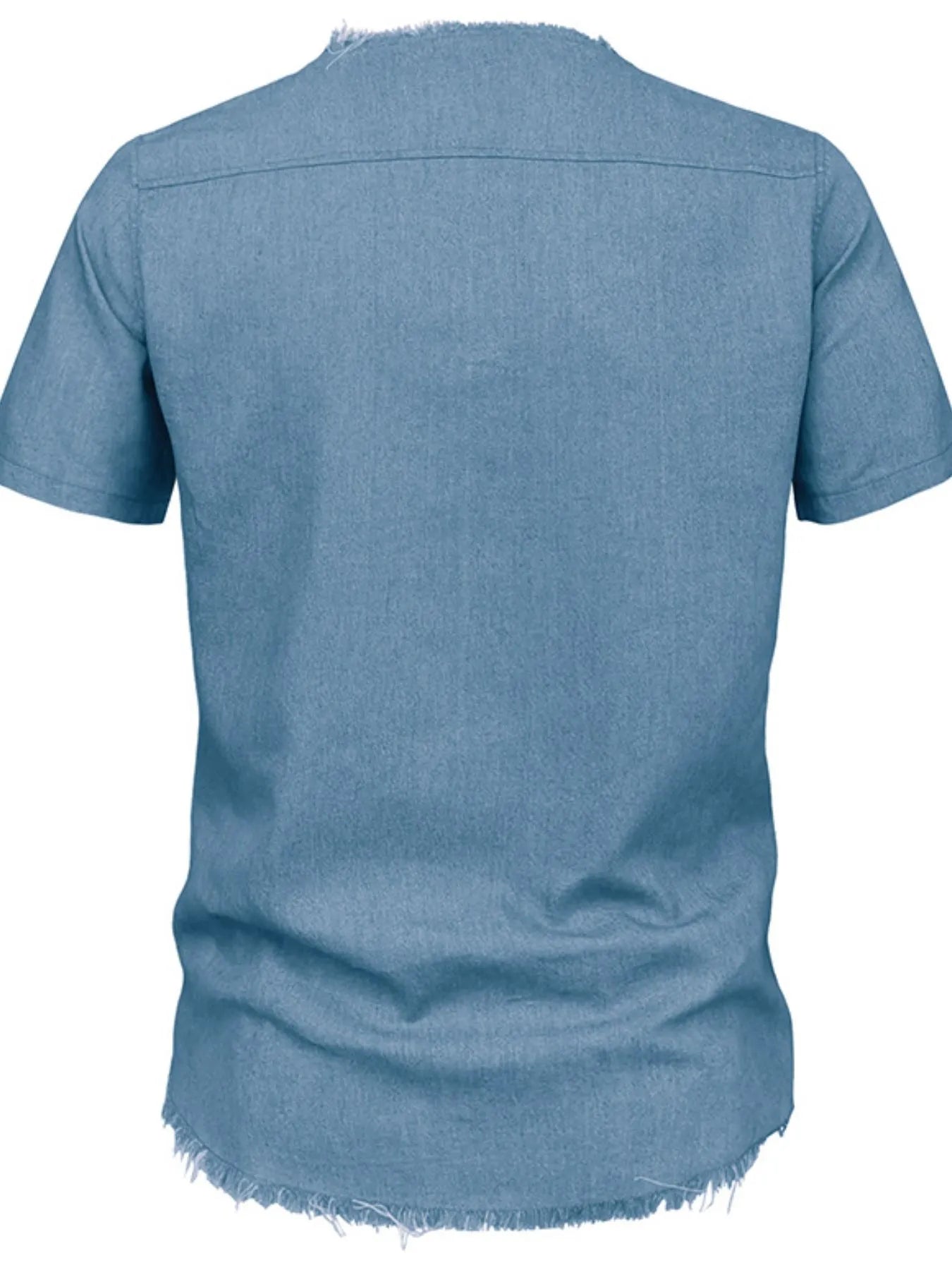 Men's Full Size Classic Raw Hem Short Sleeve Denim Top Plus Size