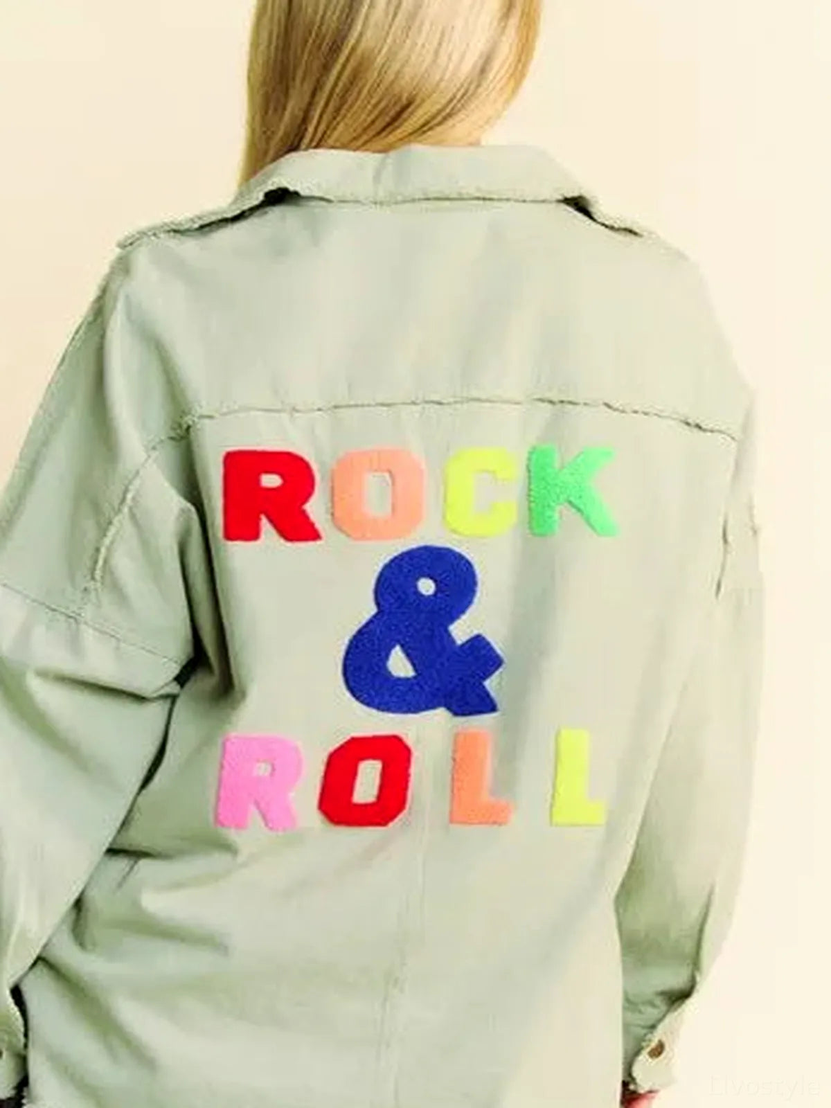 Patchwork Graphic Shacket with Fringed Hem and Loose Fit