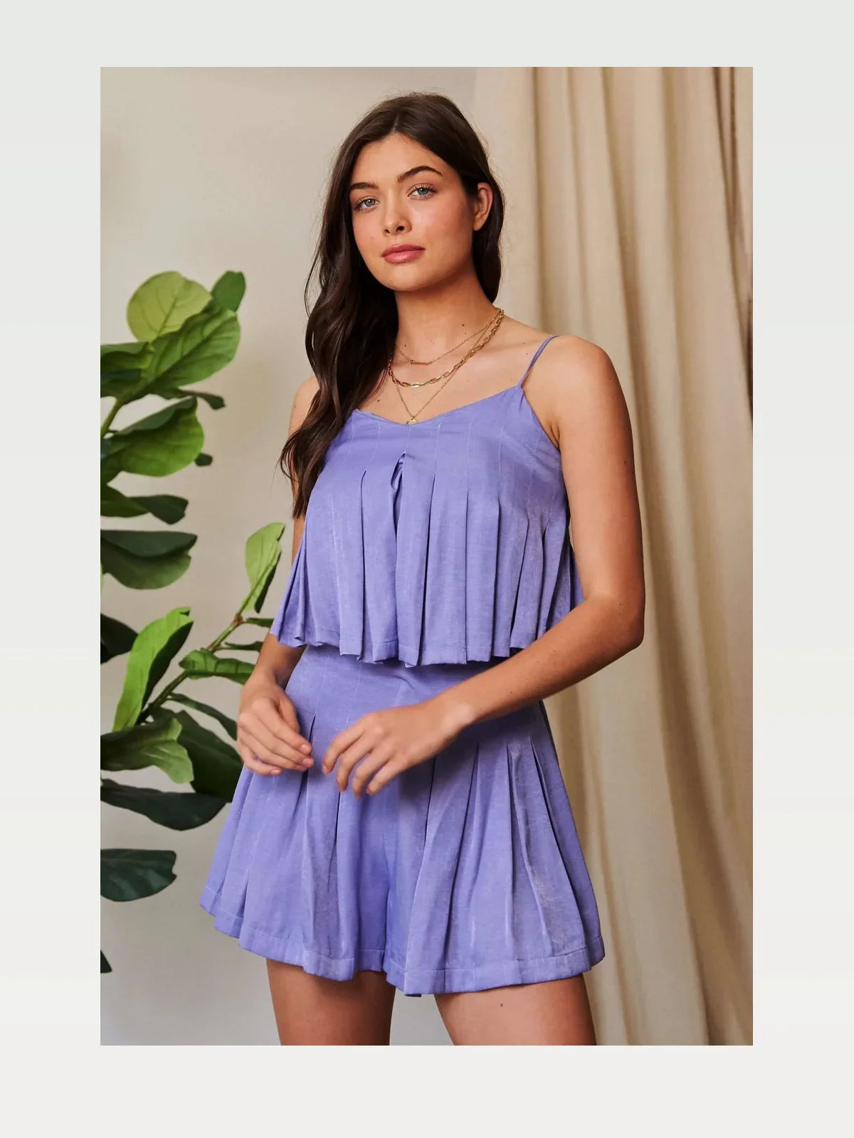 Pleated Babydoll Top with Adjustable Straps