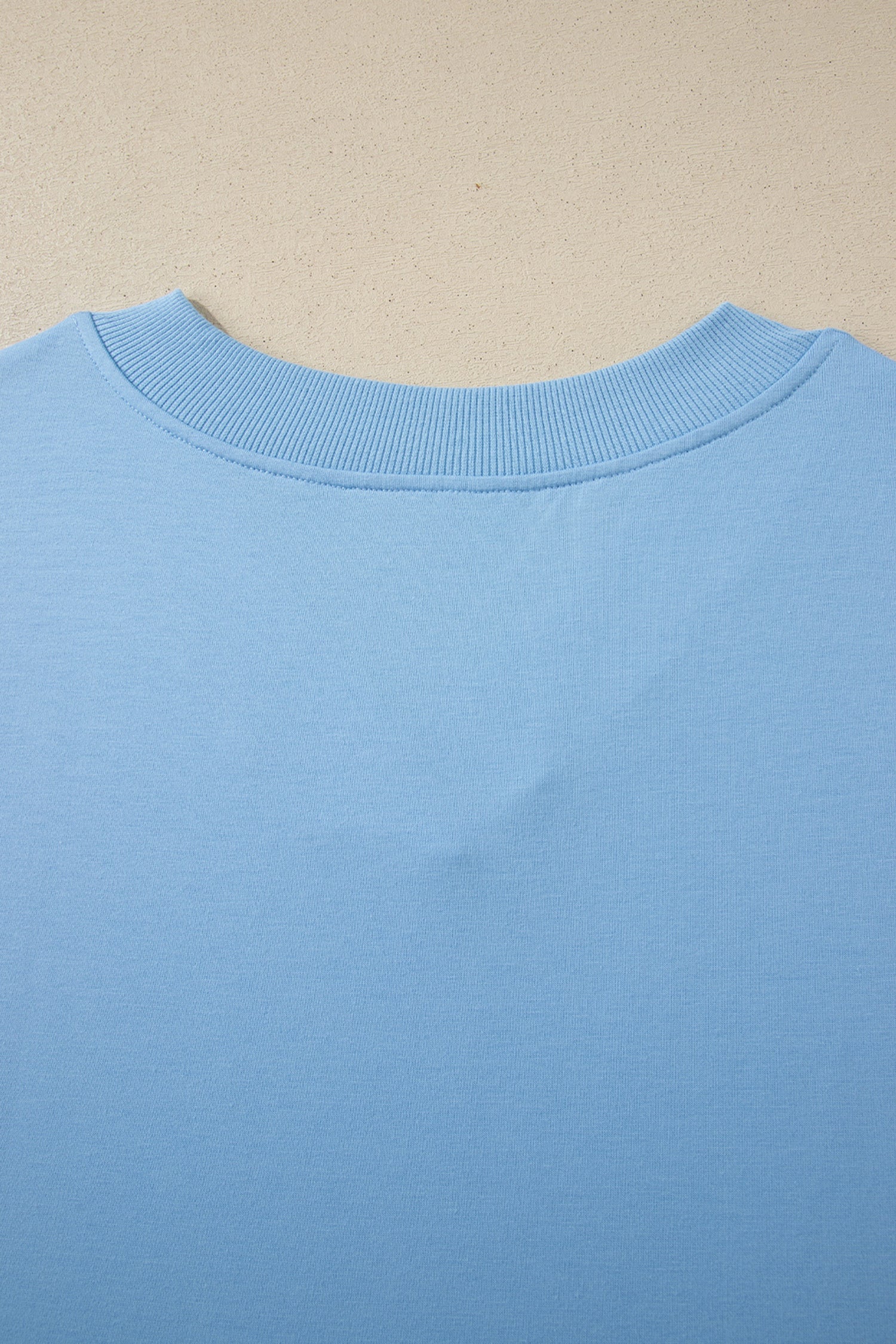 Beau Blue Solid Color V Neck Tee Drawstring Pant Set