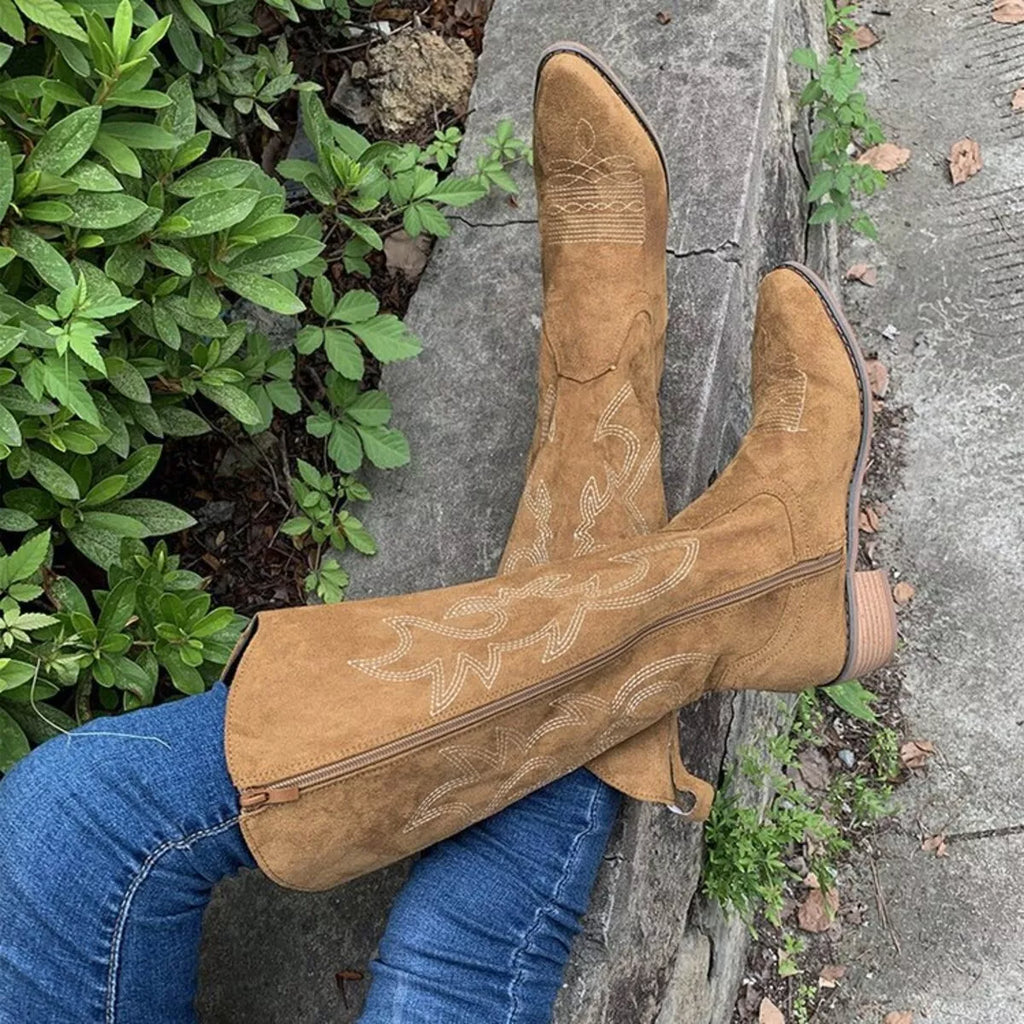 Point Toe Block Heels Boots