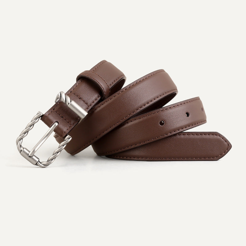 Leather Belt with Twisted Buckle