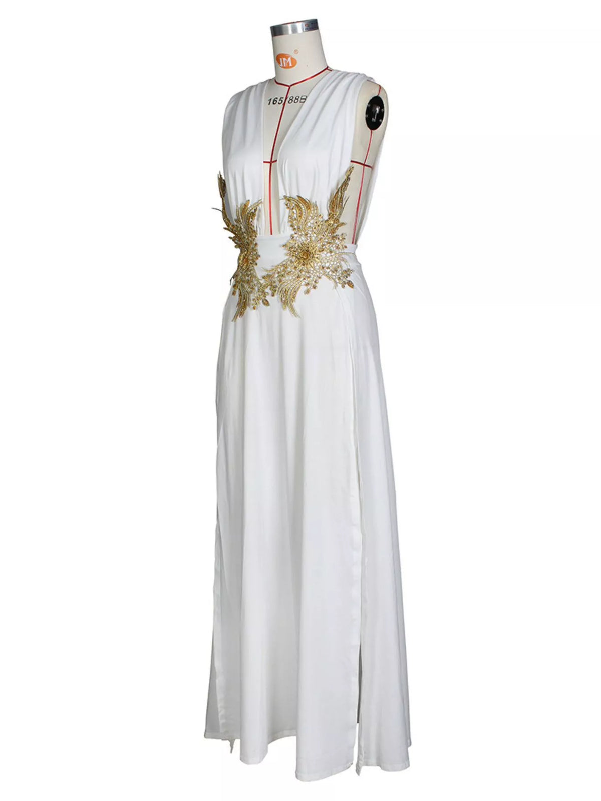Deep V-Neck High Slit Maxi Dress
