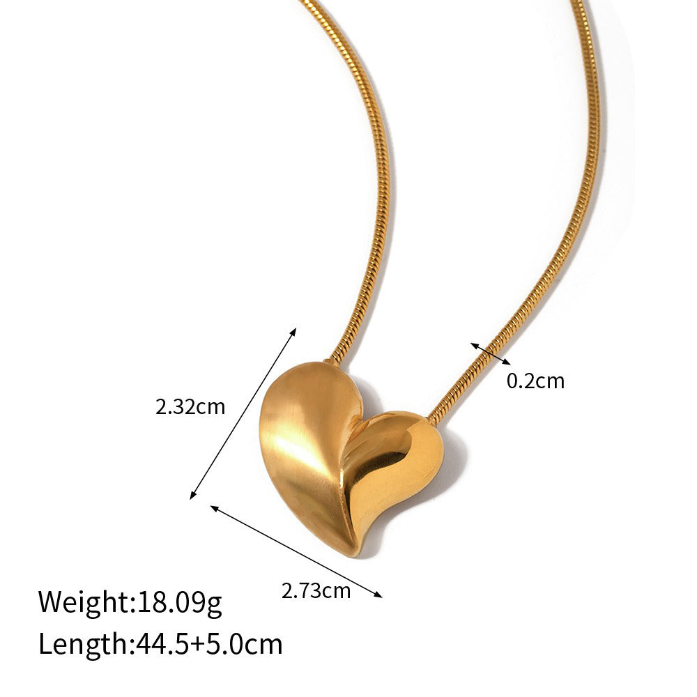 18K gold heart-shaped/geometric design light luxury necklace, earrings and ring set
