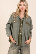 Mineral Washed Plaid Corduroy Button-Down Shacket