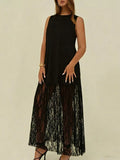 Sleeveless Lace Trim Maxi Dress