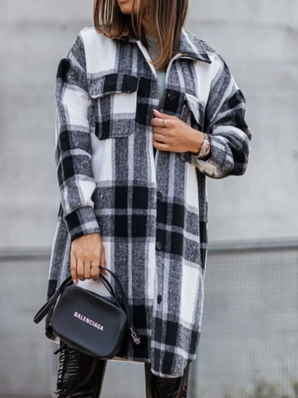Button Down Collared Plaid Flannel Shacket