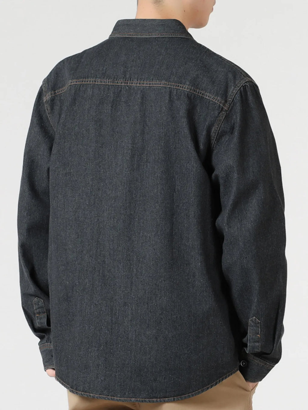 Men's Plus Size Washed Button Down Denim Shirt