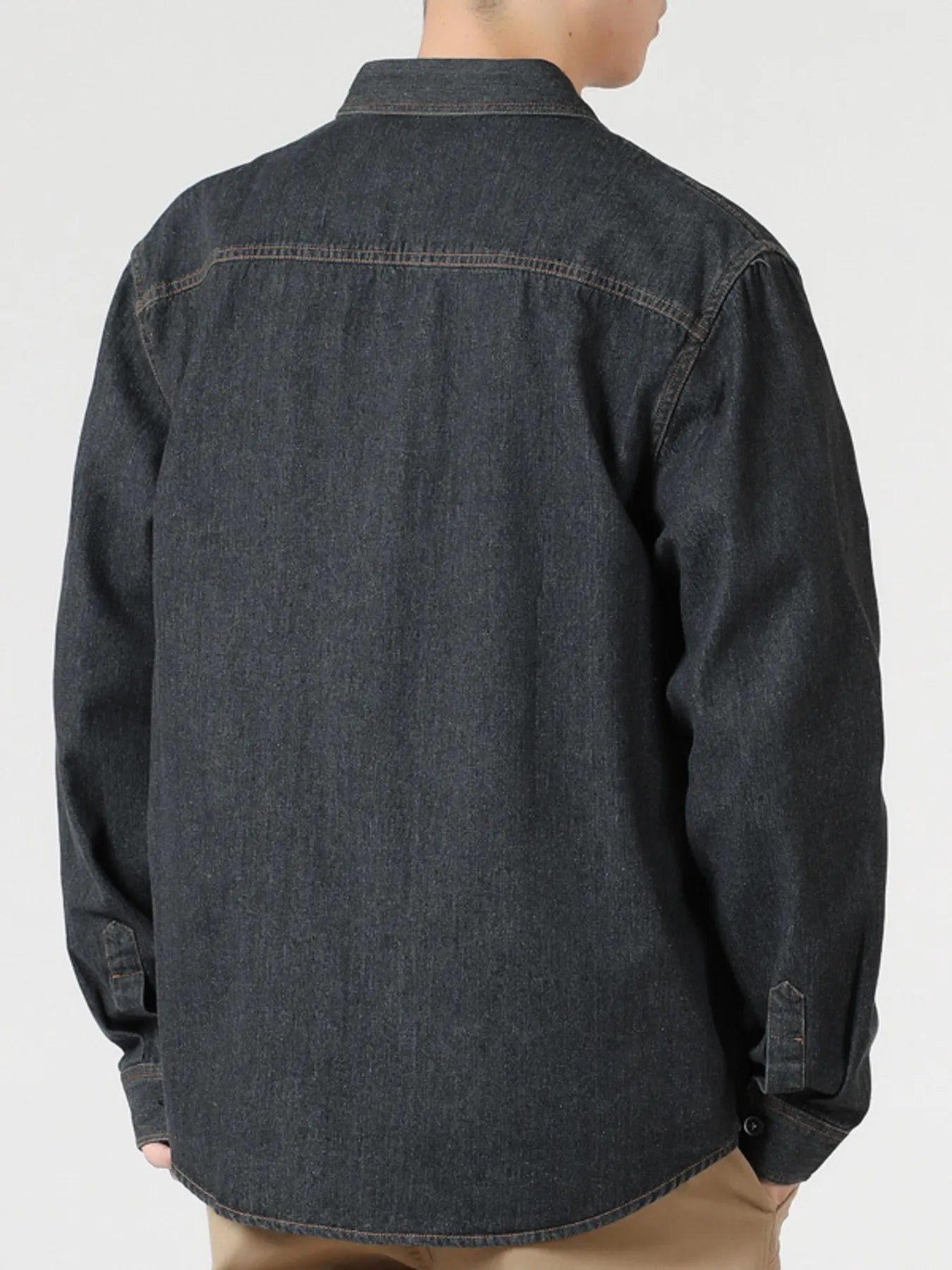Men's Plus Size Washed Button Down Denim Shirt